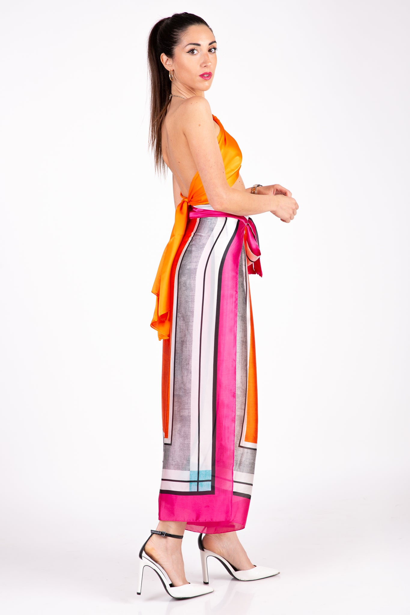 Pantalone/Tuta Dubai Geometria Arancio/Fucsia